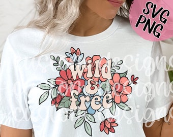 Wild & Free PNG, Flower Sublimation, Flower png, Fourth of July Shirt Png, Memorial Day png, Populaire png, Digitale download