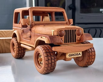 Wooden Jeep Cj-7 Hardtop 4x4 Model, Handmade Gift Mothers Day