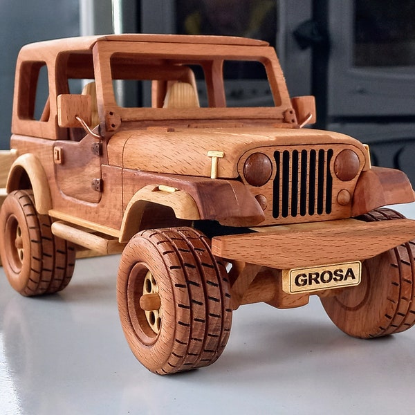 Wooden Jeep Cj-7 Hardtop 4x4 Model, Handmade Gift Mothers Day