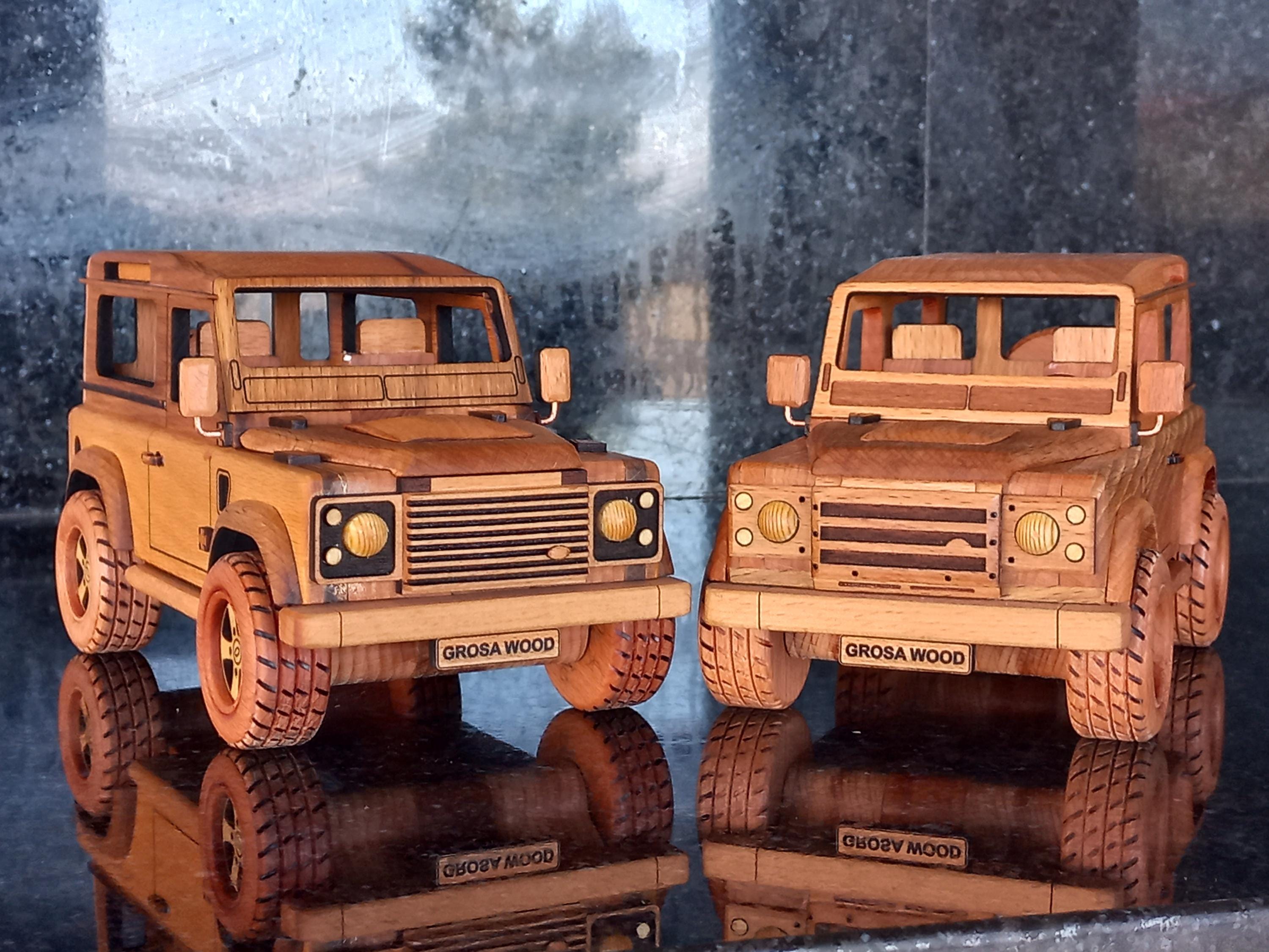 希少　木製Land Rover Defenderランドローバー ランドローバー ディフェンダー 90 木製アーバンモデルカー