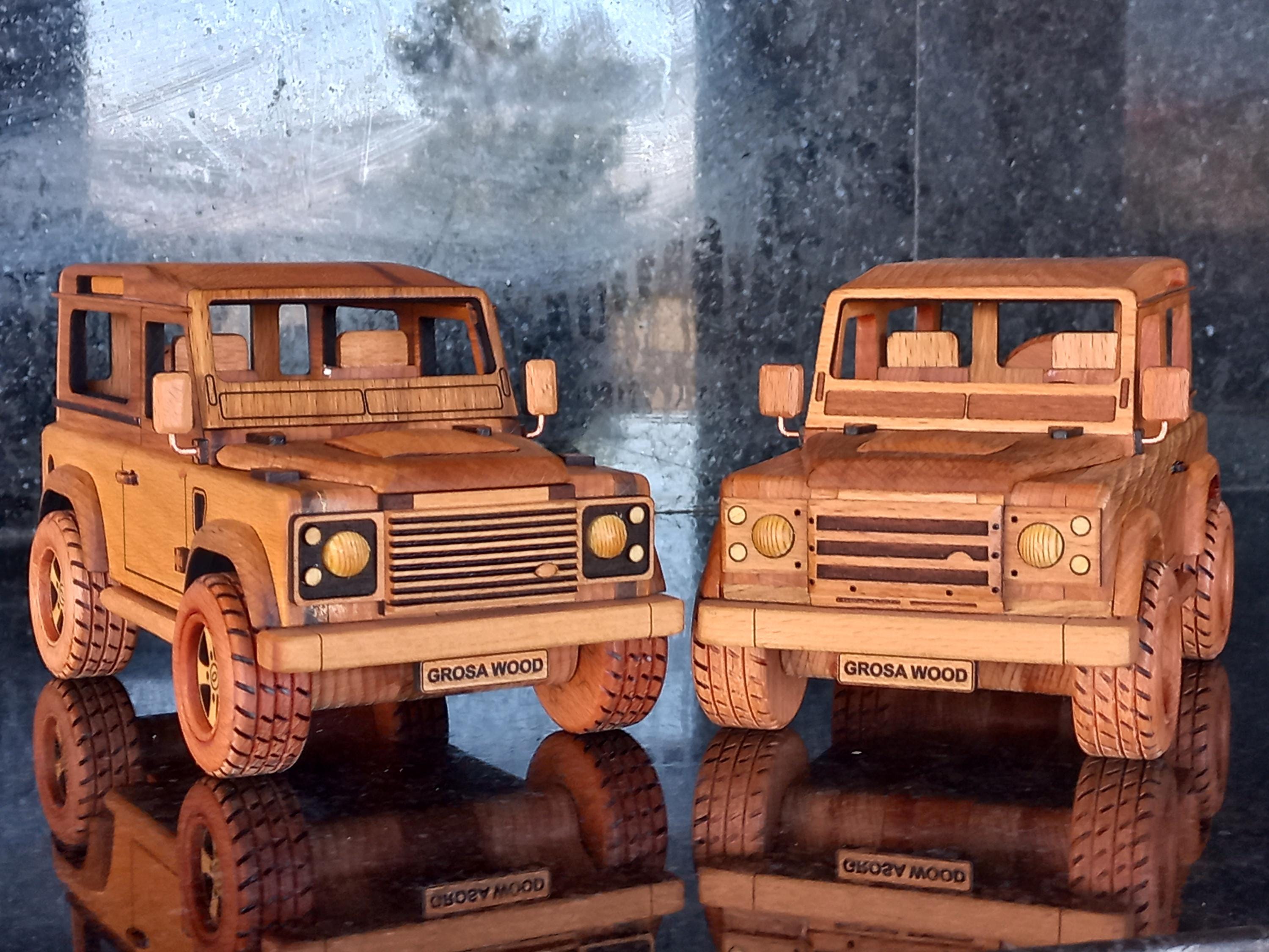 ハンドメイド木製ランドローバーディフェンダー90セット