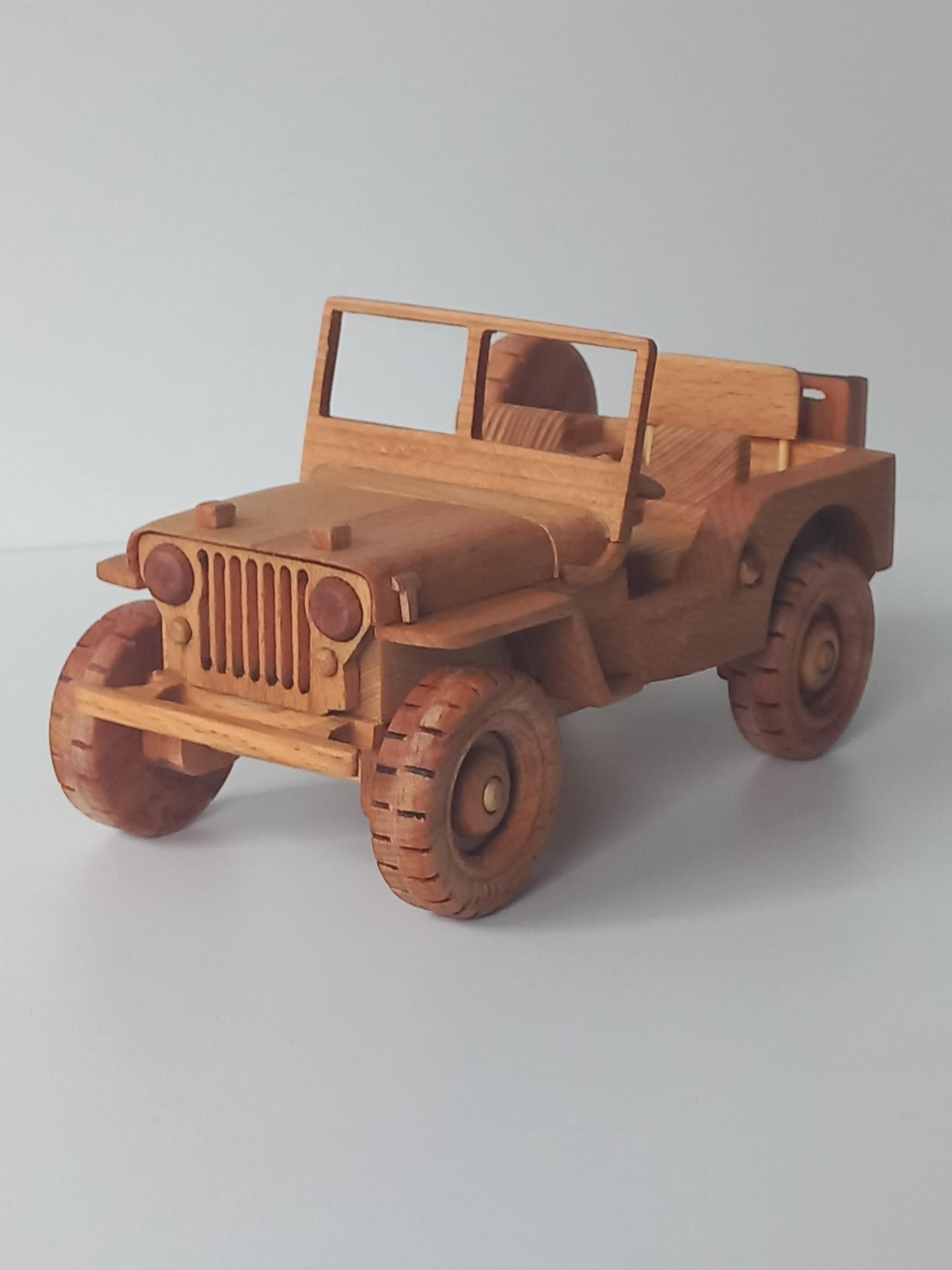 手作り木製CJ-2Aジープモデル：素朴なヴィンテージカーの装飾 - Etsy 日本