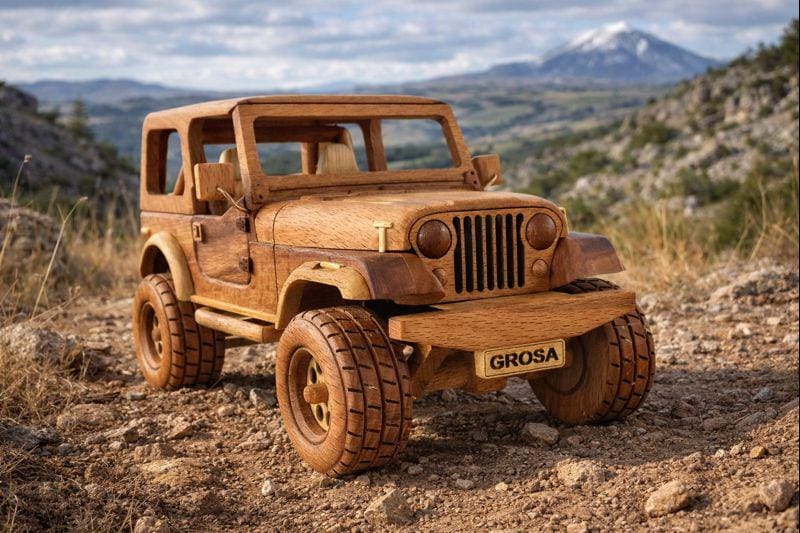 Handmade Wooden Jeep CJ-7 Model: 1980 Vintage 4x4 Decor - Etsy