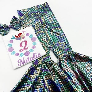 Mermaid Birthday Bell Bottom Outfit Set / Mermaid Birthday Number Shirt/ Mermaid Bell bottoms Pants/ Personalize Name and Number