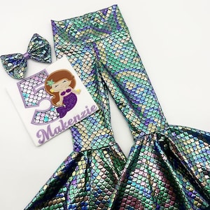 Mermaid Birthday Bell Bottom Outfit Set / Mermaid Birthday Number Shirt/ Mermaid Bell bottoms Pants/ Personalize Name and Number