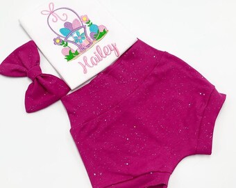 Easter Bunny Outfit Set /Girl Easter Bunny Shirt/ Easter Inspire Outfit/ Personalize Name