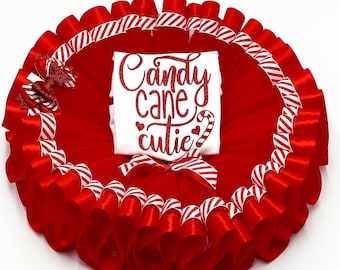 Girl Candy Cane Theme Tutu Outfit/ Christmas Tutu Outfit Theme/ Candy Cane Shirt