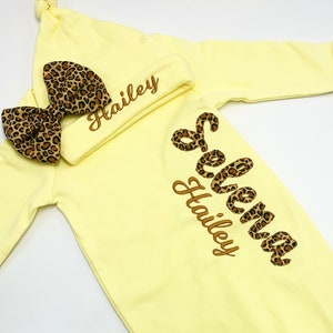 Girl Special Coming Home Gown Outfit/ Yellow Newborn Gown Set/ Perfect for Newborn 1st Outfit or a Baby Shower Gift/ Personalize Baby Gown
