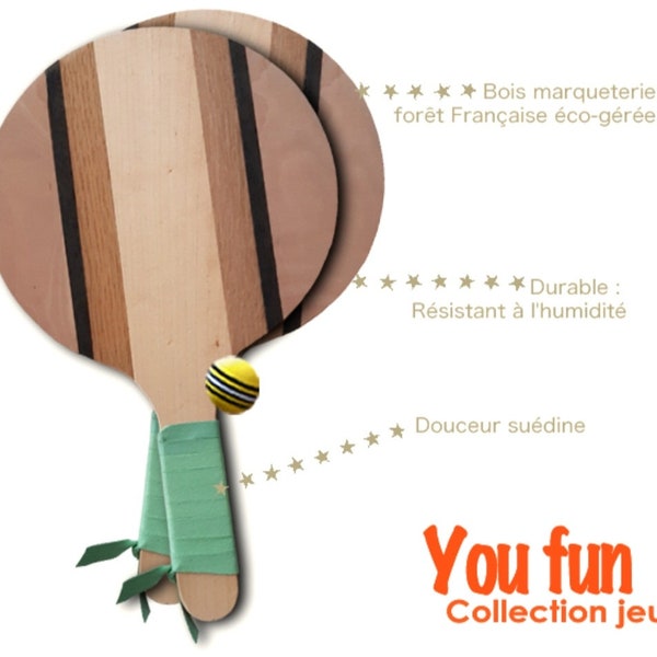 Set of wooden beach rackets made in France beach-tennis & Frescobol - Youfun