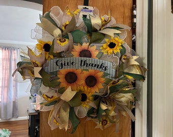 Give thanks sunflower wreaths