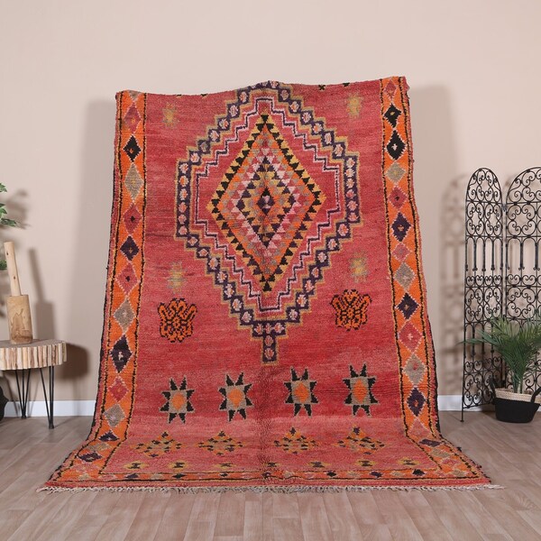 Vintage Boujaad Rug, Authentic Moroccan Rug 6x10 ft