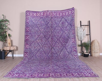 Vintage Beni Mguild Rug, Purple Moroccan Rug 7x12 ft