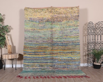 Authentic Boujaad Rug, Green Moroccan Rug 5x8 ft