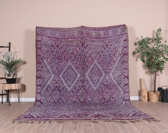 Vintage Beni Mguild Rug, Purple Moroccan Rug 7x10 ft