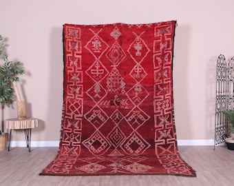Vintage Moroccan Rug, Red Boujaad Rug 5x10 ft