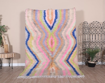 Pink Moroccan Rug, Soft Boujaad Rug, 5x8 ft