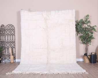 Wit Marokkaans tapijt, Beni Ourain-tapijt 6 x 3 ft, Marokkaans tapijt van zachte wol