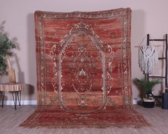 Vintage Moroccan Rug, Red Boujaad Rug 6x10 ft