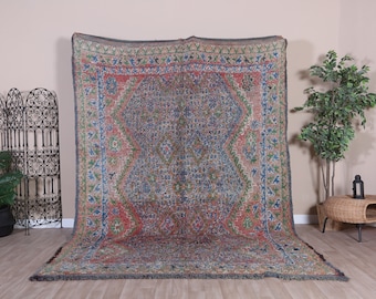 Vintage Beni Mguild Rug, Pink Moroccan Rug 6x10 ft
