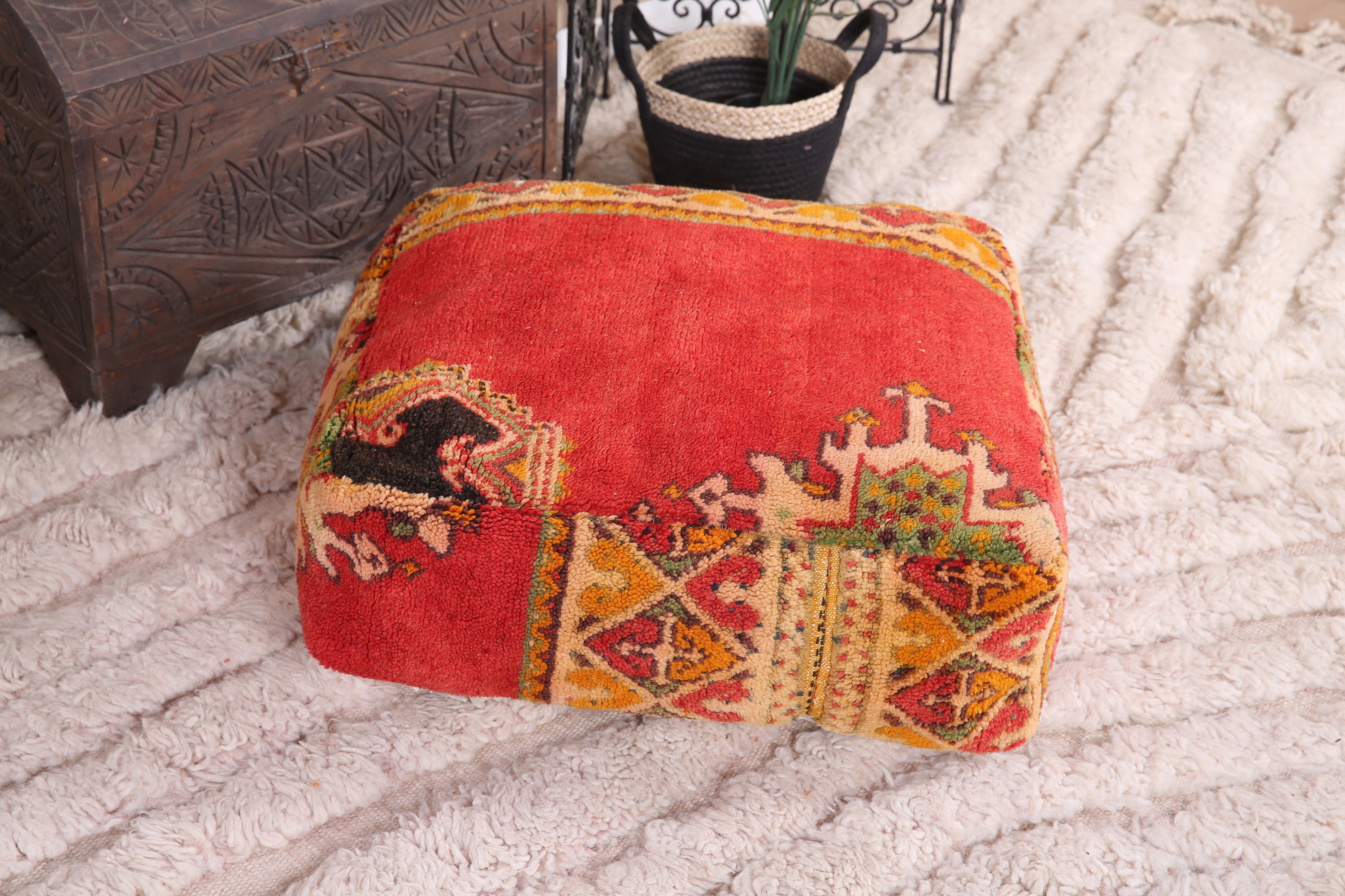 ふむふむ モロッコのヴィンテージプフ17 ふむふむ様専用 モロッコのヴィンテージプフ17