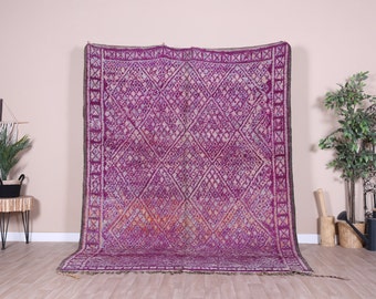 Vintage Beni Mguild Rug, Purple Moroccan Rug, 7x10 ft