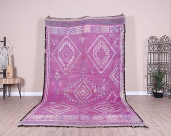 Vintage Moroccan Rug, Purple Boujaad Rug 6x12 ft