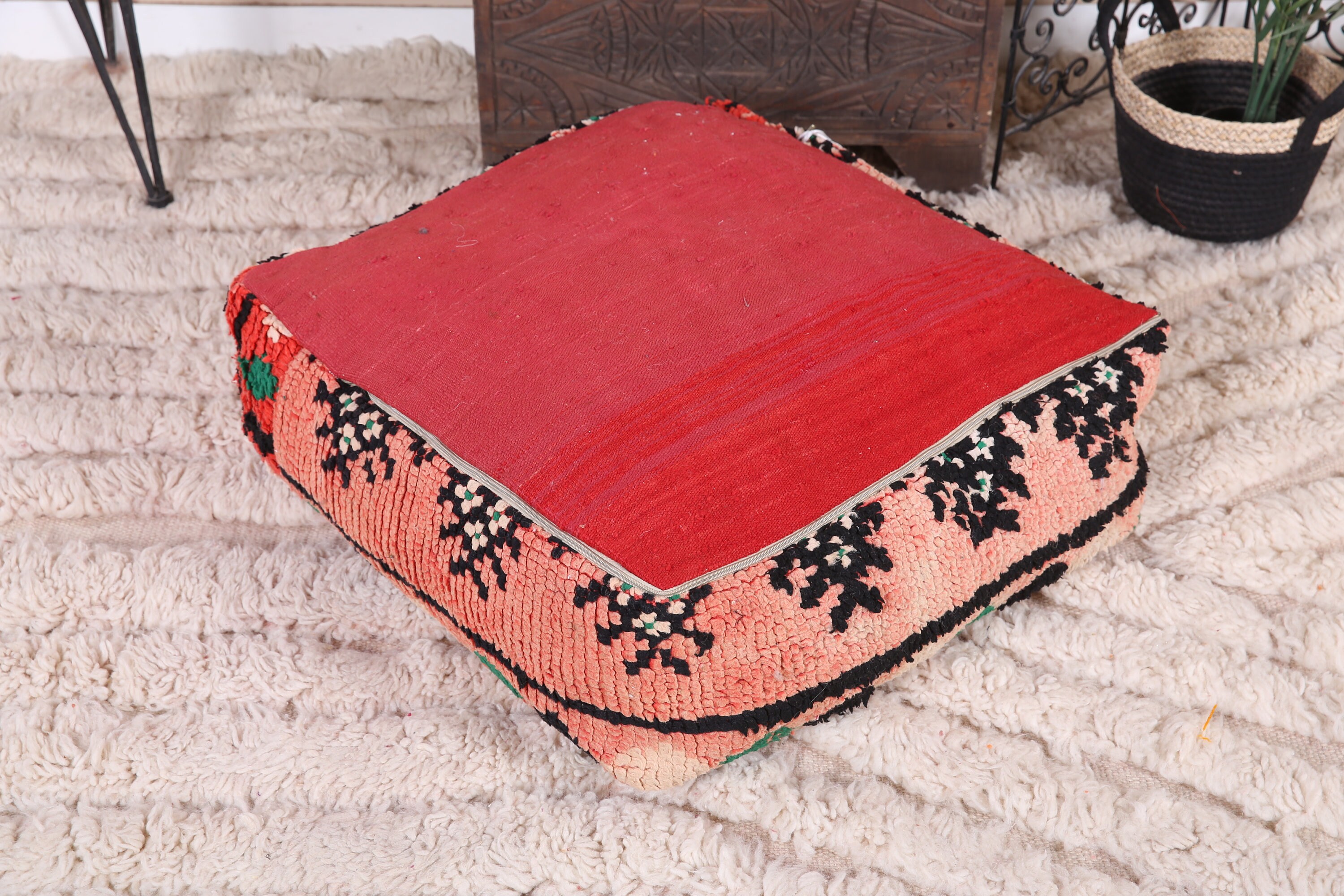 モロッコプフ プフ キリム クッション ヴィンテージ オットマン