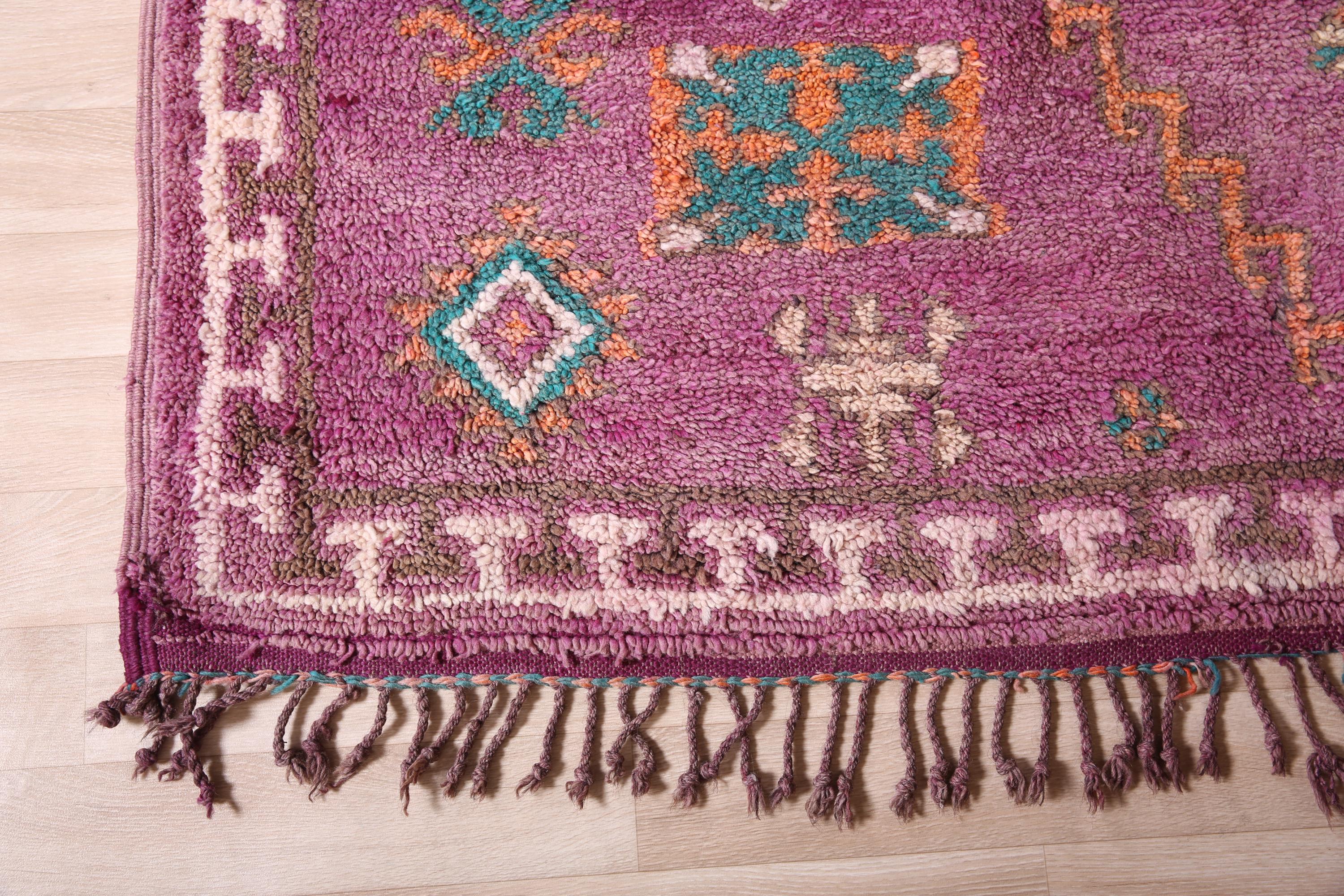 ヴィンテージ モロッコ ラグ、パープル ブジャード ラグ 7 x 13