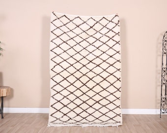 Authentiek Marokkaans tapijt, Beni Ourain tapijt 4x6 ft