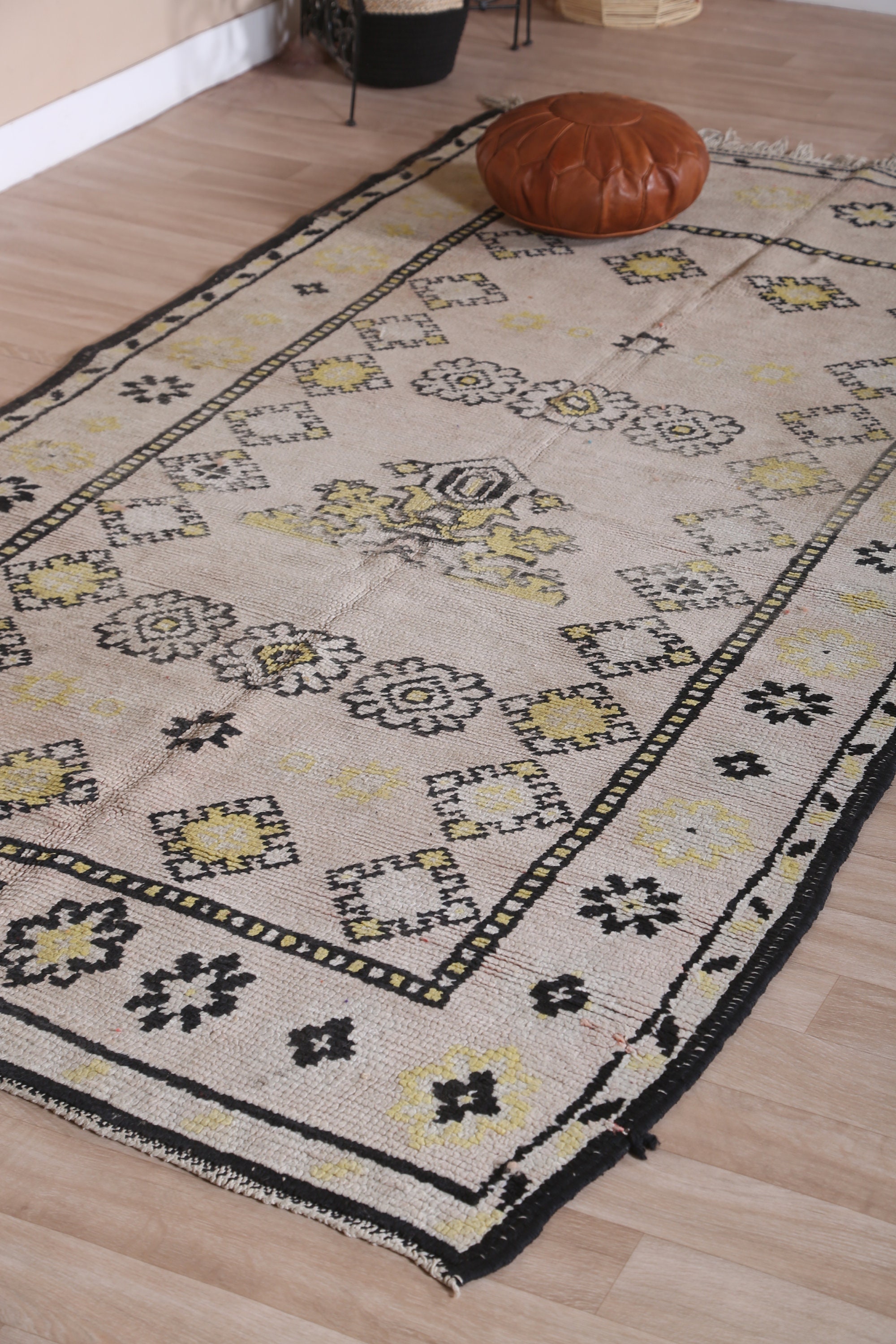 ヴィンテージ パープル ブジャード ラグ、本物のモロッコ ラグ 4 x 9