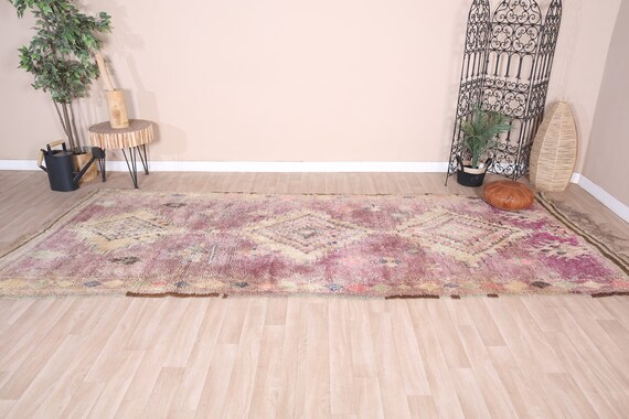 ヴィンテージ モロッコ ラグ、パープル ブジャード ラグ 5 x 12