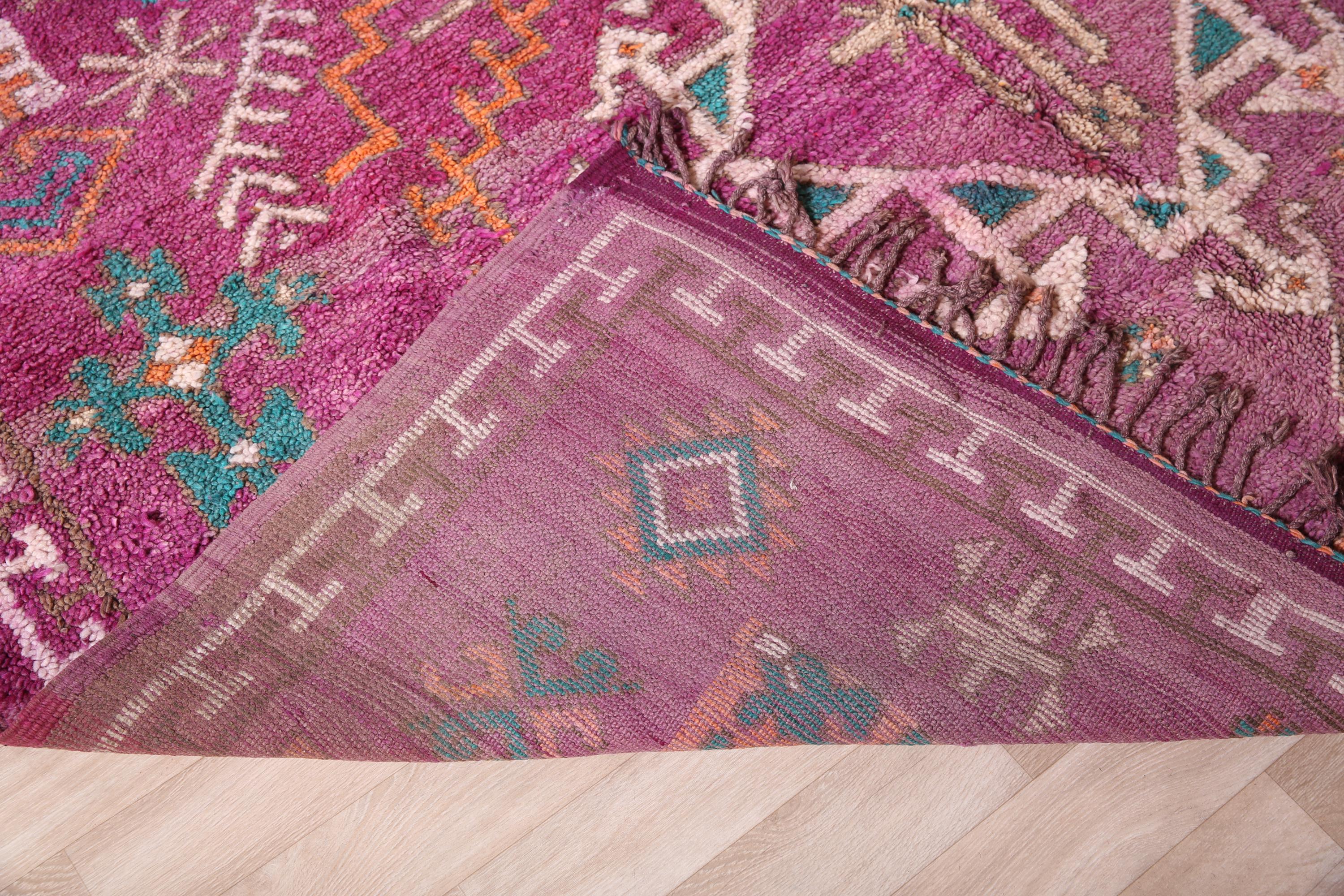 モロッコ　ラグ　ヴィンテージ　パープル ヴィンテージ モロッコ ラグ、パープル ブジャード ラグ 7 x 13