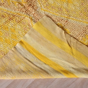 Vintage Moroccan Rug, Yellow Boujaad Rug 4x9 ft image 8