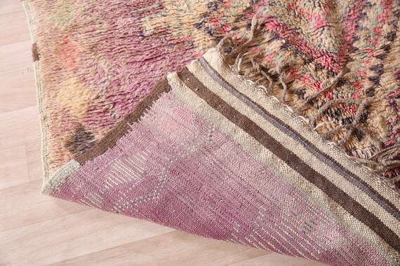 モロッコ　ラグ　ヴィンテージ　パープル ヴィンテージ モロッコ ラグ、パープル ブジャード ラグ 5 x 12
