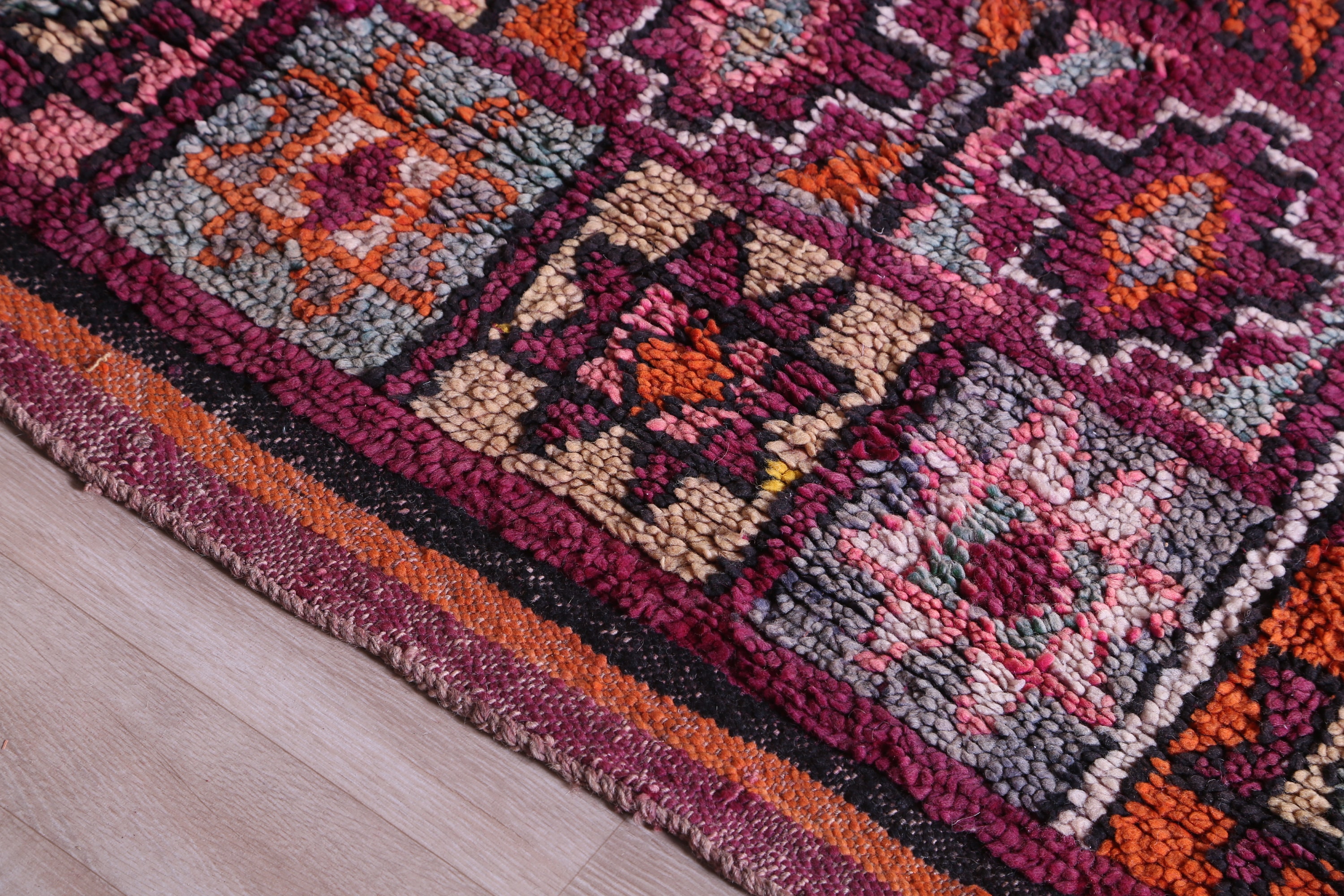 ヴィンテージ モロッコ ラグ、特大 パープル ブジャード ラグ 6 x 13