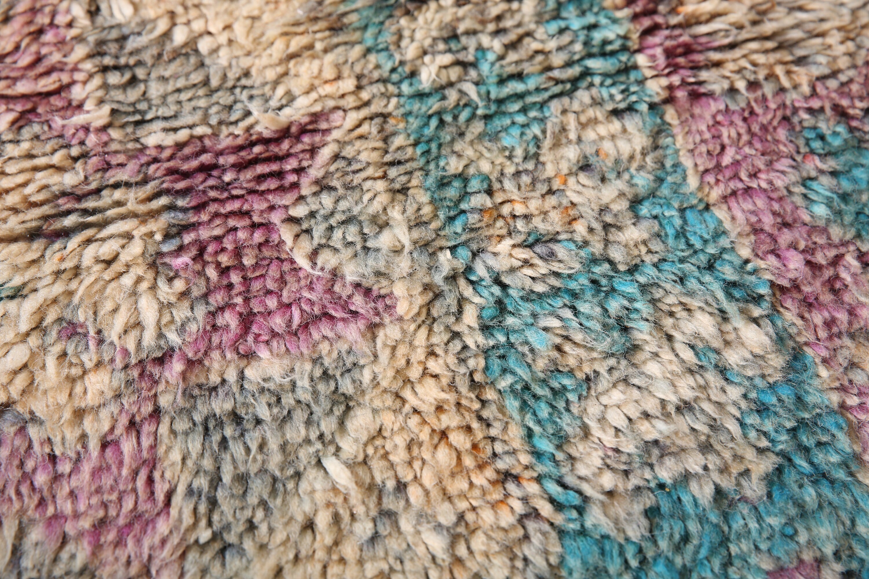 ヴィンテージ パープル ブジャード ラグ、特大モロッコ ラグ、7 x 9