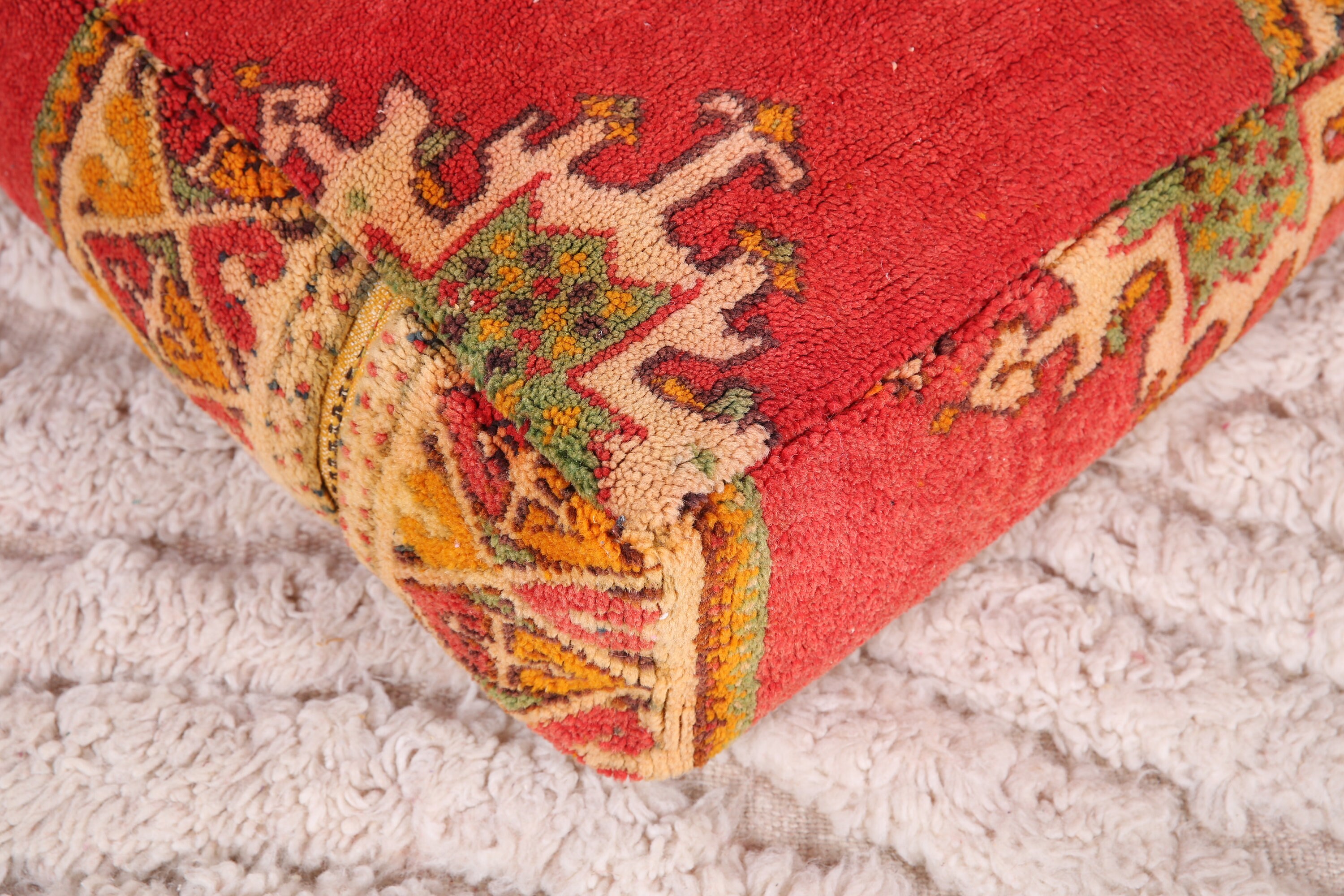 ヴィンテージ モロッコ プーフ カバー、モロッコ キリム プーフ