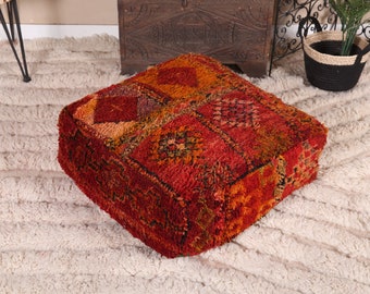 ヴィンテージ モロッコ プーフ カバー、モロッコ キリム プーフ