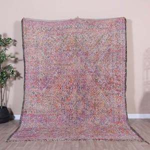 ヴィンテージ モロッコ ラグ、パープル ブジャード ラグ 6 x 14