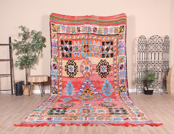 ブジャドラグ　ヴィンテージ　モロッコ　ラグ　絨毯　カーペット　マット ヴィンテージ Boujaad ラグ、本物のモロッコラグ 5x13 フィート