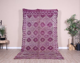 Vintage Purple Boujaad Rug, Authentic Moroccan Rug 5x10 ft
