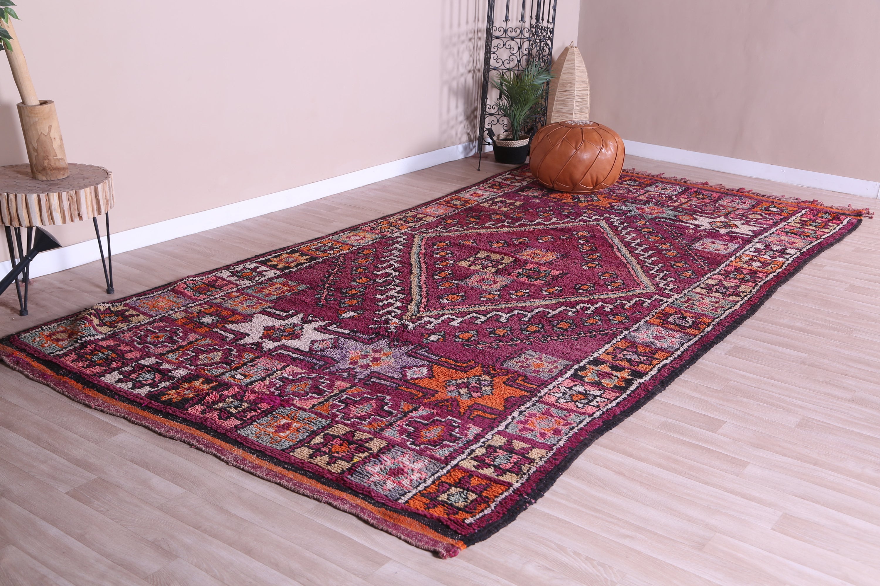 ヴィンテージ モロッコ ラグ、特大 パープル ブジャード ラグ 6 x 13