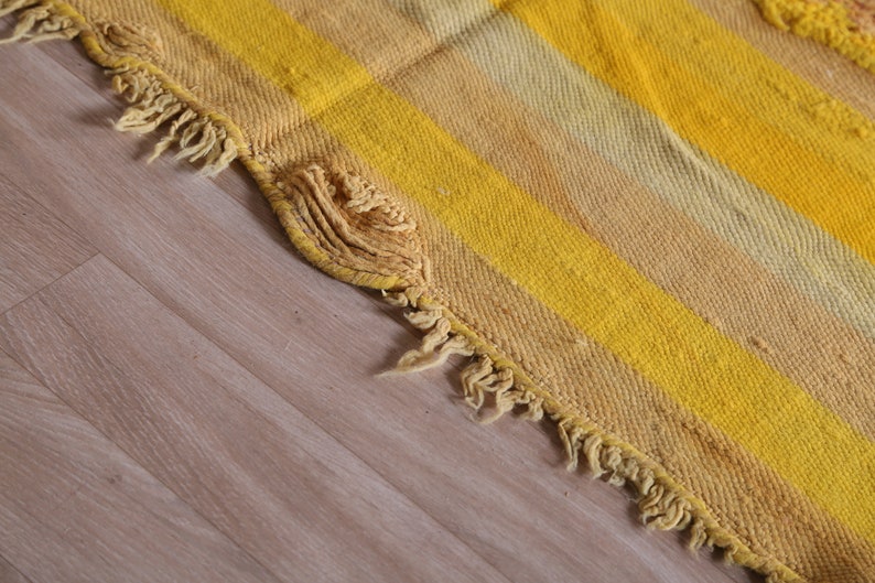 Vintage Moroccan Rug, Yellow Boujaad Rug 4x9 ft image 5