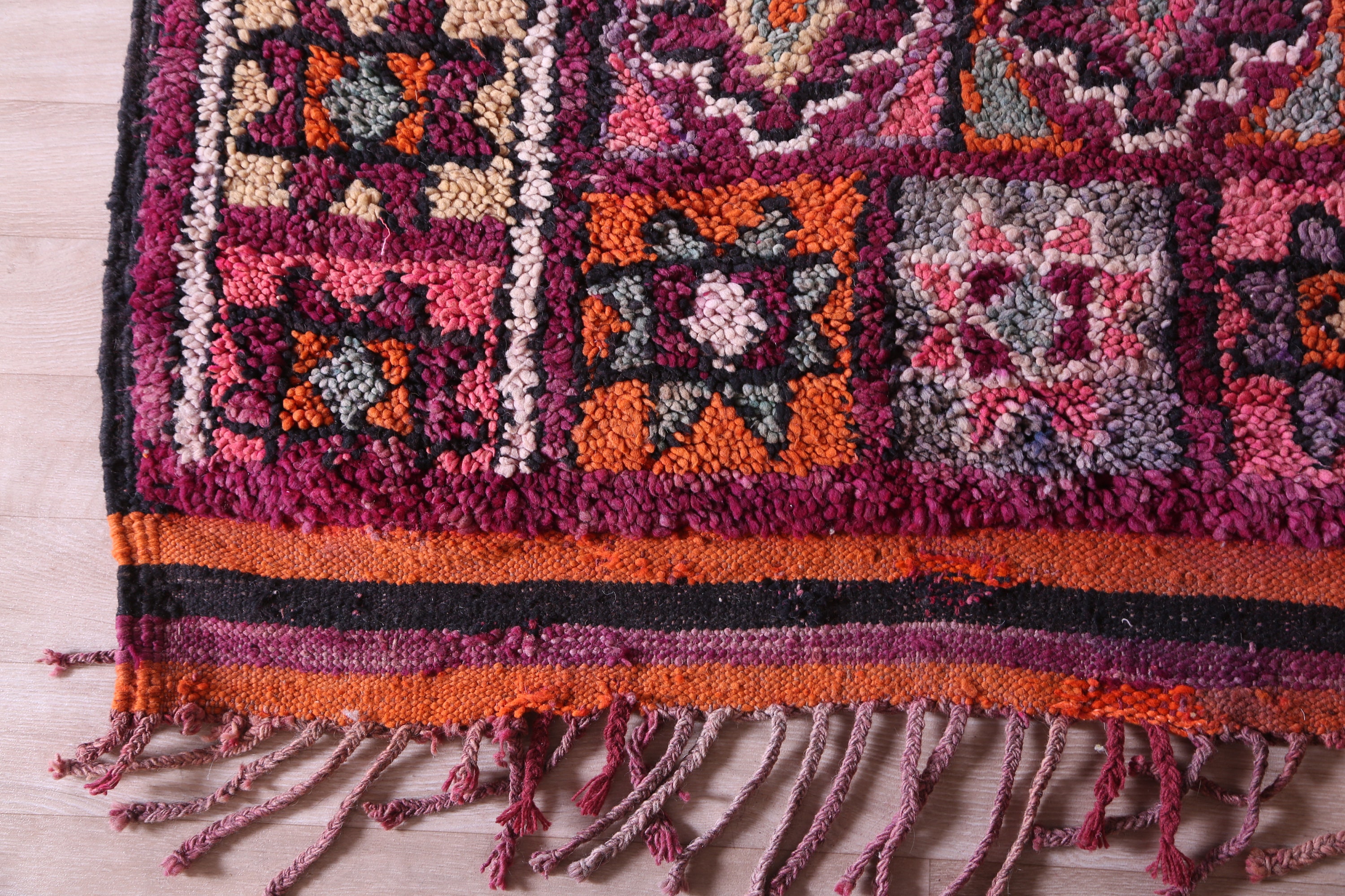 ヴィンテージ モロッコ ラグ、特大 パープル ブジャード ラグ 6 x 13