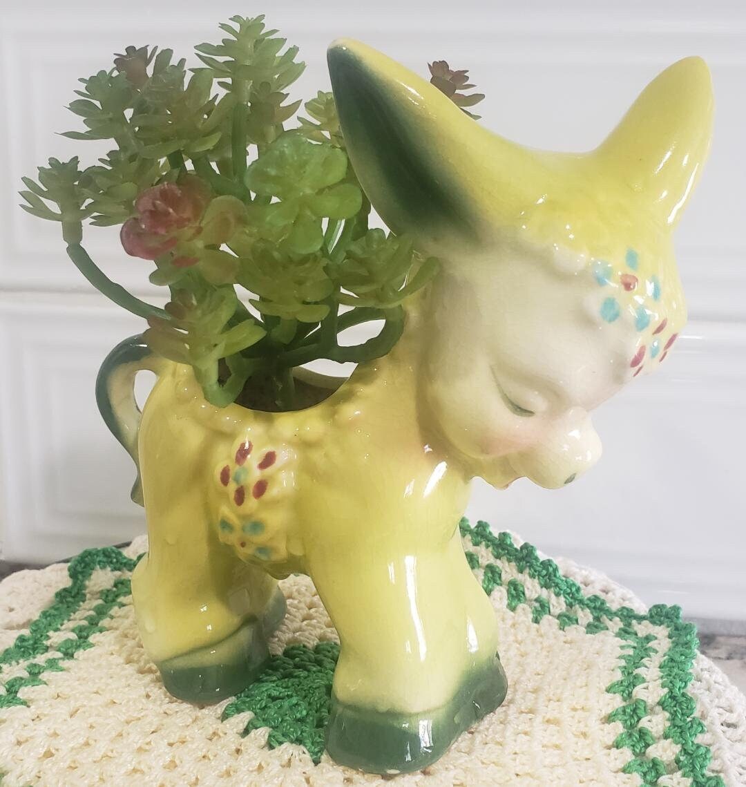 Vintage Donkey Planter, Vintage Succulents Planter, Vintage Donkey