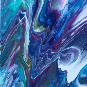 11”x14” Abstract Fluid Acrylic Pour Painting “Aurora”