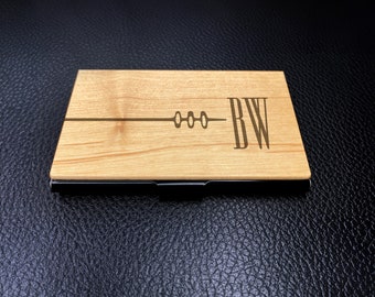 Personalized Birch Wood Business Card Holder, Corporate Gift / Employee Gift /Groomsman Gift