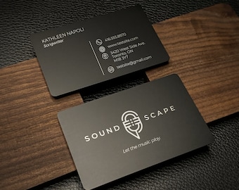 Personalized Black Metal Business Card: Laser Engraved, Corporate Gift