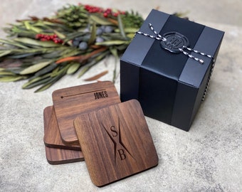 Personalized Engraved Walnut Wood Coaster: Corporate Gift