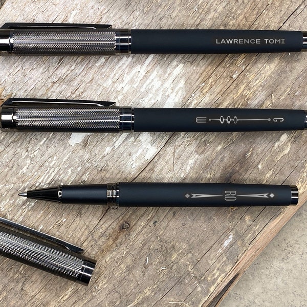 Bulk Order Personalized Black Rollerball Pen with Carbon Fiber Cap: Engraved Corporate Gift